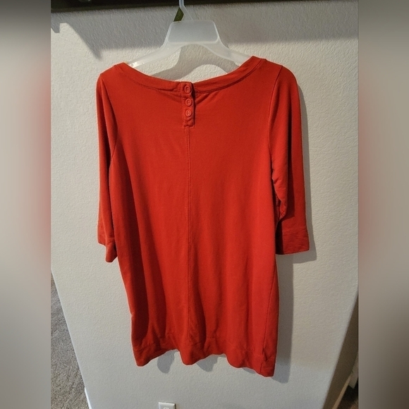 054. LOFT Orange 3/4 sleeve tunic/dress. - Picture 3 of 6